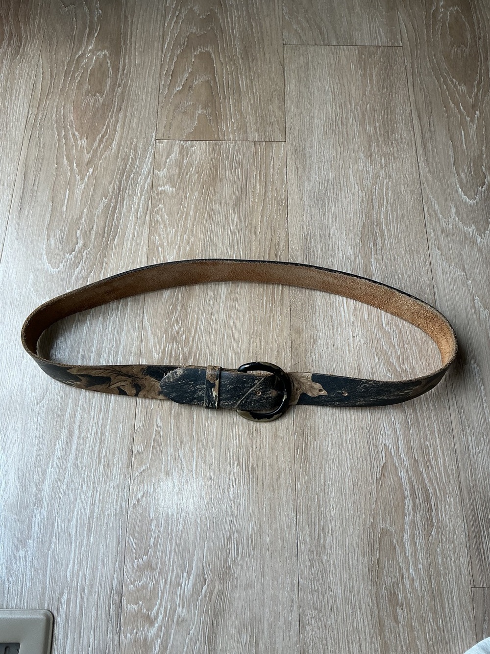Camouflage Leather Belt with Solid Brass Hardware